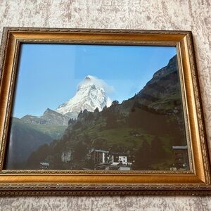 Elegant Mountain Landscape with Gold Frame